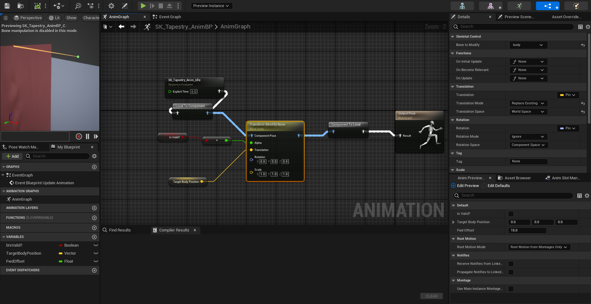 Animation Blueprint for Cloth Skeletal Mesh